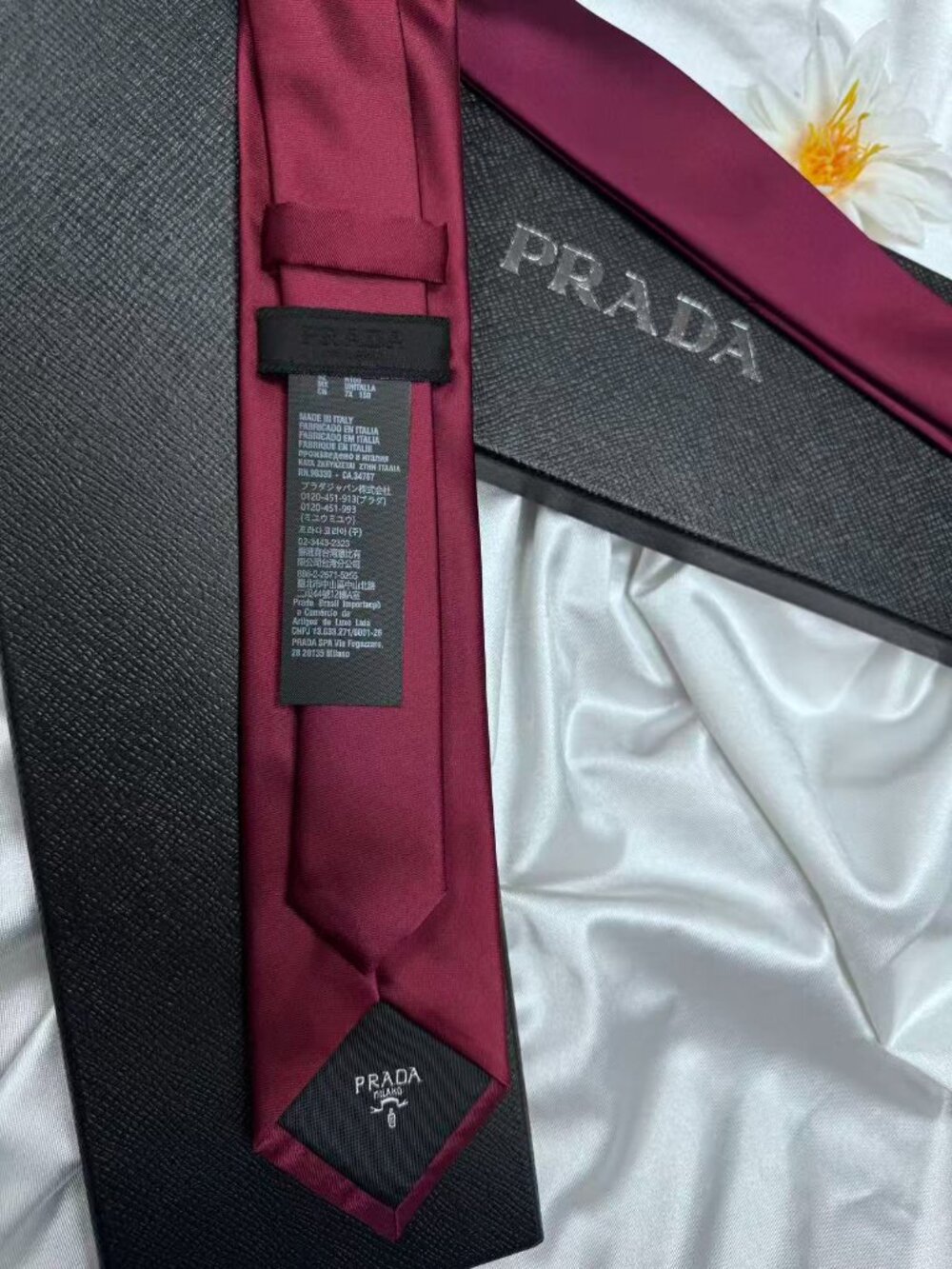 NWT Prada Red Tie Signature Logo  ❤️ Formal Wedding Business Necktie 🎁 - Picture 5 of 6